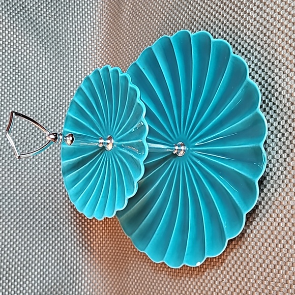 California Pottery Made in USA Snack Tidbit 2 Tier Tray No 60L Flawed - Picture 3 of 8